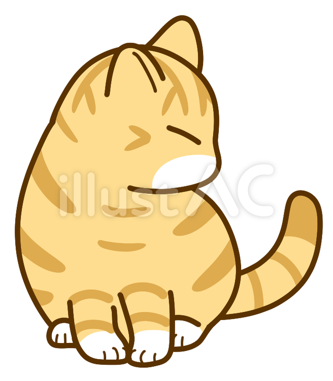 横を見るトラ猫 トラ猫,かわいい,手描きのイラスト素材