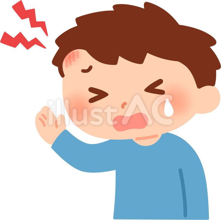 たんこぶが出来ている男の子 人物,子供,たんこぶのイラスト素材