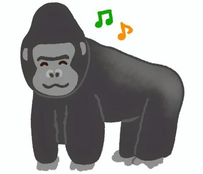 嬉しそうに笑っている可愛いゴリラの全身姿 ゴリラ,笑顔,動物,笑う,嬉しい,野生,生き物,動物園,ジャングル,アフリカのイラスト素材