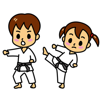 子供　空手 子供,空手,武道,習い事,道着,小学生,男の子,女の子,カラテ,突きのイラスト素材