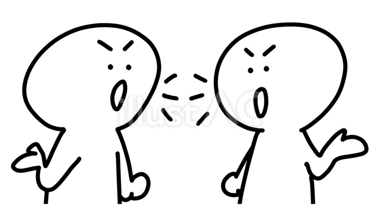 言い合う人達 2人,上半身,棒人間のイラスト素材