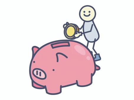 資産運用03 資産,資産運用,貯金,貯蓄,節約,お金,家計,コイン,人物,キャラクターのイラスト素材