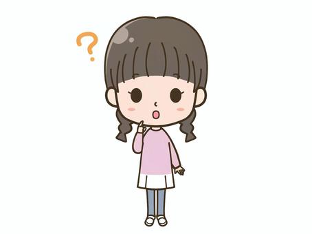 疑問に思う女の子の全身イラスト 疑問に思う女の子の全身イラスト 人物,子供,女の子,娘,小学生,はてな,疑問,悩む,困る,不思議のイラスト素材