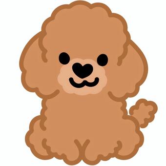 ハート鼻のプードル（おすわり）1 プードル,トイプードル,犬,動物,ハート,鼻,おすわり,シンプル,かわいい,キュートのイラスト素材