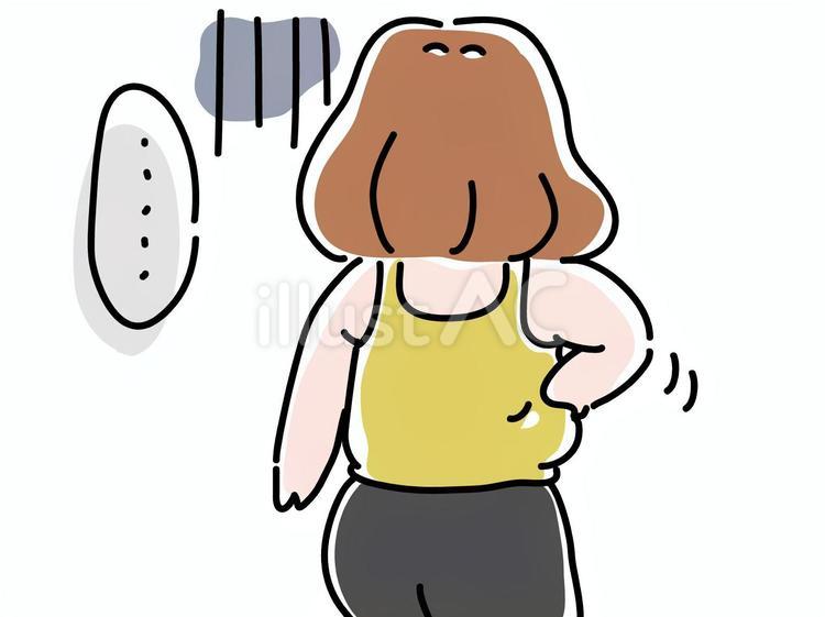 体重が気になる主婦 主婦,太った,体型のイラスト素材