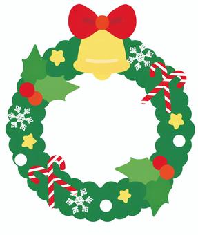 クリスマスリース・リース クリスマスリース,リース,装飾,飾り,装飾品,冬,パーティグッズ,グッズ,ステッキ,ストライプのイラスト素材