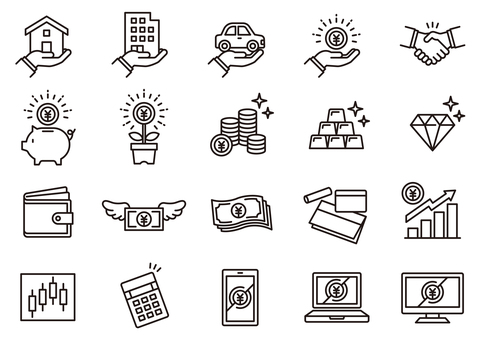 資産・財産アイコン01 アイコン,ビジネス,資産,財産,お金,円,見積り,マネー,資金,金融のイラスト素材