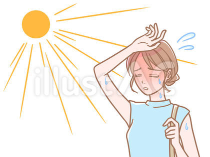 日差しが暑い女性_肌色