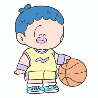 バスケットをする子どもの手描きイラスト2 バスケットボール,手描き,子ども,スポーツ,バスケ,かわいい,ユニフォーム,部活,クラブのイラスト素材
