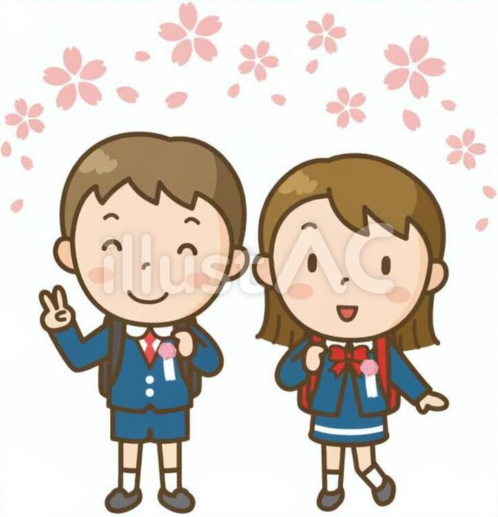 小学生の入学式 入学式,小学生,桜のイラスト素材