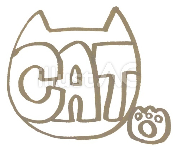 ネコ　英字　アート ネコ,英語,文字のイラスト素材
