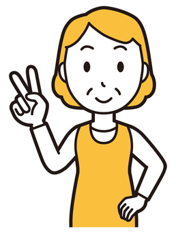  エプロンおばちゃん(黄)-051-バスト ピース,おばちゃん,エプロン,お母さん,ママ,中年,おばさん,主婦,人物,かわいいのイラスト素材