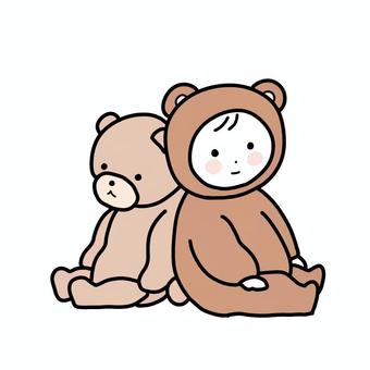 シンプル赤ちゃんくまさん（b） シンプル,赤ちゃん,くまさん,テディベア,ぬいぐるみ,ベビー,幼児,子ども,コスプレ,着ぐるみのイラスト素材