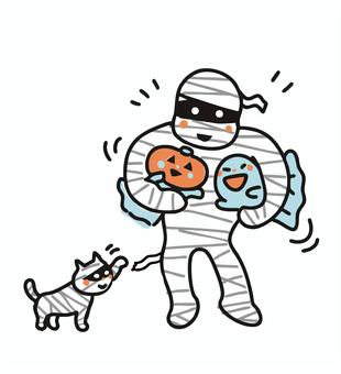 ハロウィン＿ミイラ男ミイラ猫