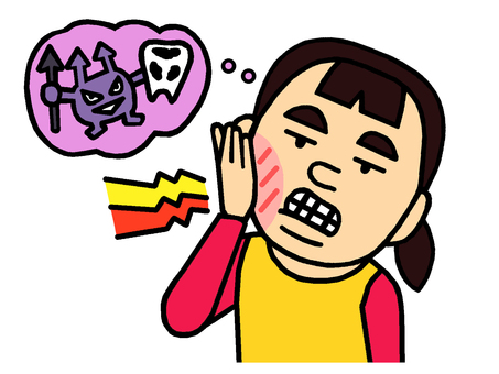 虫歯 虫歯,知覚過敏,歯周病,歯肉炎,歯痛,人物,女の子,少女,イラストのイラスト素材