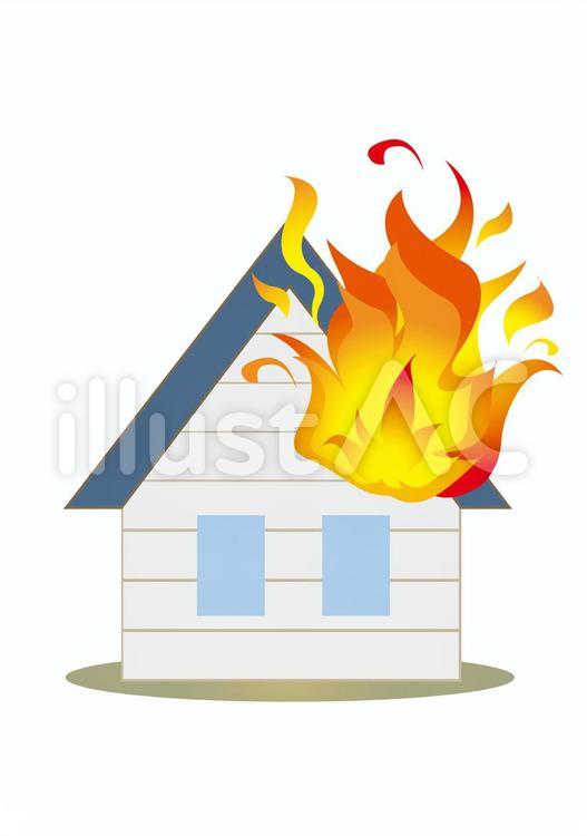 住宅火災B 不始末,燃えている,ボヤのイラスト素材