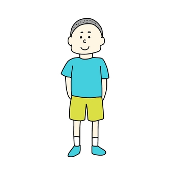 坊主の男の子 こども,人物,シンプル,男の子,坊主,少年,全身のイラスト素材