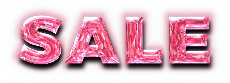 SALEの文字【ピンク】 sale,ピンク,クリスタル,透明,文字,英語のイラスト素材