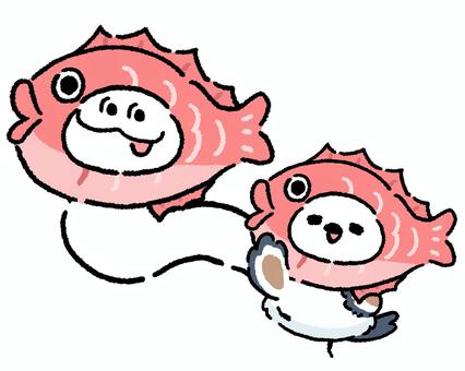 シマエナガ_巳年はおめで鯛_01