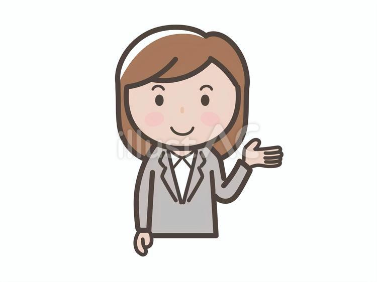 案内をする女性会社員のイラスト 説明,案内,紹介のイラスト素材