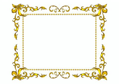 四角いアンティークフレーム　金色② エレガント,フレーム,飾り枠,クラシック,デコレーション,イラスト,手描き,葉,ボタニカル,グラフィックのイラスト素材
