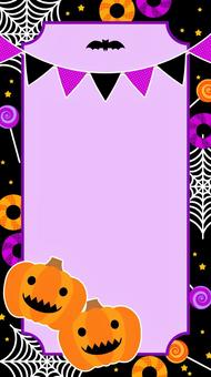 ハロウィン向けスマホ壁紙 ハロウィン,壁紙,待ち受け,背景,かぼちゃ,かわいい,ベクター,16:9,縦型,秋のイラスト素材
