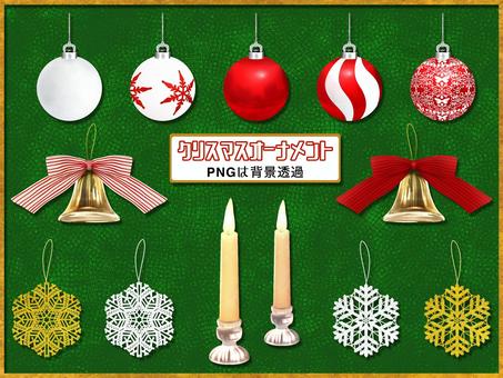 クリスマスオーナメント赤白ゴールド クリスマスオーナメント赤白ゴールド クリスマス,オーナメント,クリスマスツリー,リボン,キャンドル,ロウソク,ベル,鐘,雪,結晶のイラスト素材