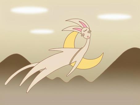 山影と空飛ぶ猫 猫,山影,雲,飛行,動物,メルヘン,ファンタジー,キャラクター,イラストのイラスト素材