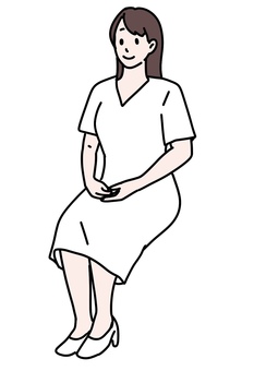 座る女性 女性,座位,座る,姿勢,リラックス,vネック,ワンピース,洋服,ハイヒール,若いのイラスト素材