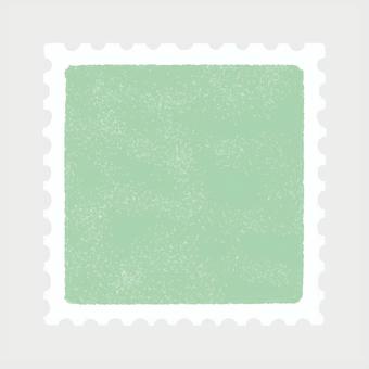 水彩風　切手フレーム（正方形・グリーン） 切手,切手フレーム,フレーム,水彩,手描き風,くすみカラー,ナチュラル,シンプル,テクスチャ,素材のイラスト素材