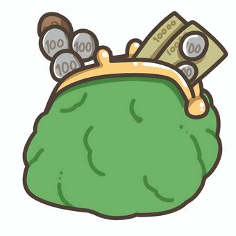 がま口財布とお金 がま口,財布,生活,お金,紙幣,硬貨のイラスト素材