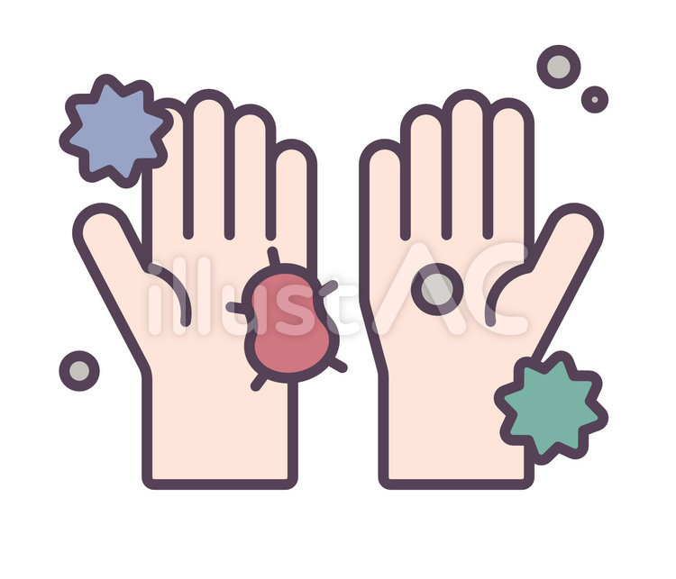 汚れた手のひら2 手,ウイルス,ばい菌のイラスト素材