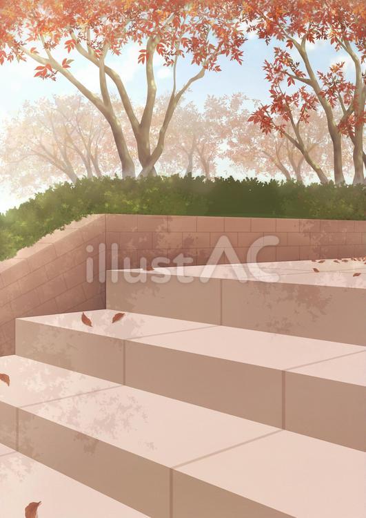 秋の階段_01(キラキラなし) 背景,壁紙,秋のイラスト素材