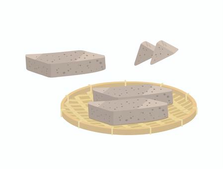 ざるの上のこんにゃく こんにゃく,食べ物,加工食品,ざる,四角,カットのイラスト素材