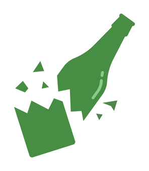 割れた瓶 瓶,割れる,ガラス,破片,ゴミ,緑のイラスト素材