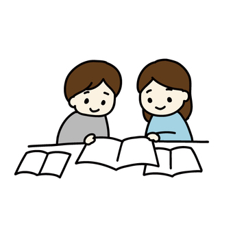 Children showing each other their textbooks, JPG, PNG and AI Children showing each other their textbooks, 2 people, positive, male student, JPG, PNG and AI