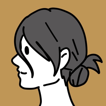 前髪が長いお団子ヘアの女性 横顔,女性,笑顔,お団子,前髪,長い,色白,にっこり,20代,10代のイラスト素材