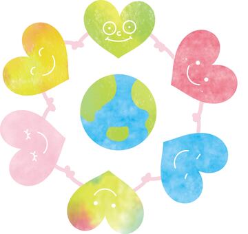 地球を守る人々 地球,人,守る,協力,ハート,平和,大切,大事,人間,人種のイラスト素材