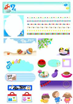 7月おたよりテンプレート おたより,テンプレート,夏,海,夏祭り,クラスだより,園だより,保育園,幼稚園,こども園のイラスト素材