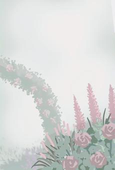 故人の趣味の喪中はがきガーデン 喪中はがき,年賀状,背景,挨拶,テンプレート,趣味,イングリッシュガーデン,葉書,素材,フレームのイラスト素材