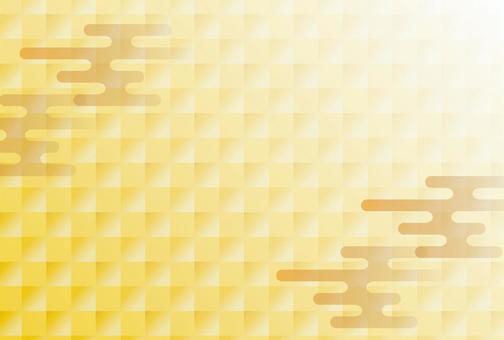 和柄の市松模様金箔風のハガキサイズ横型 背景,和風,和柄,市松,格子,ゴールド,金箔,かすみ,グラデーション,年賀状のイラスト素材