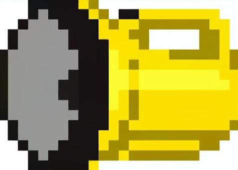 ドット絵の黄色の懐中電灯です。 ドット絵,懐中電灯,シンプル,夜道,停電,探索,非常用,電池,光,暗闇のイラスト素材