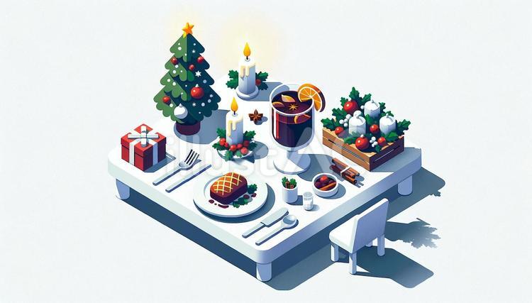 クリスマスディナーのイメージ クリスマス,イブ,ディナーのイラスト素材