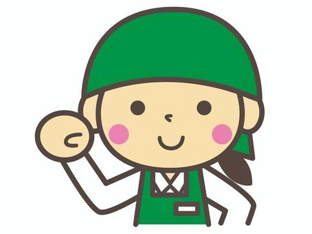 働く女性 働く女性 働く,仕事,パート,アルバイト,エプロン,店員,販売員,女性,やる気,頑張るのイラスト素材