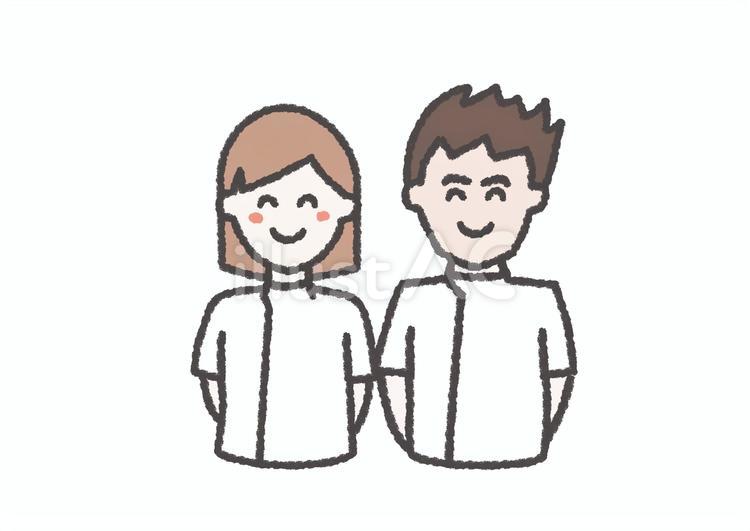 白衣　男女 福祉,医療,訪問介護のイラスト素材