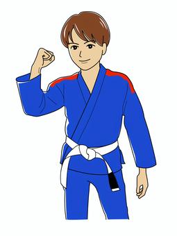 ブラジリアン柔術01白帯 ブラジリアン柔術,bjj,柔術,柔道,道着,白帯,スポーツ,男性,ガッツポーズのイラスト素材
