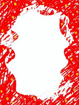ぐるぐるタッチの赤クリスマスフレーム クリスマス,フレーム,赤,ぐるぐる,手描きのイラスト素材
