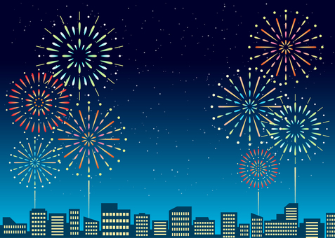 花火風景 背景,花火,夏,祭,祭り,夏祭り,夏休み,イベント,フェス,ショーのイラスト素材