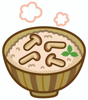 松茸ご飯 松茸ご飯 松茸ご飯,炊き込みご飯,松茸,きのこ,茸,ごはん,ご飯,米,茶碗,食事のイラスト素材