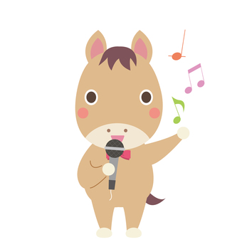 マイクと午年の馬 午,馬,歌手,午年,歌,司会者,マイク,コーラス,巳年,音楽のイラスト素材